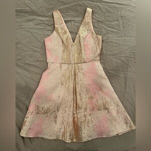 Minuet Petite Pink and Gold Mini Dress